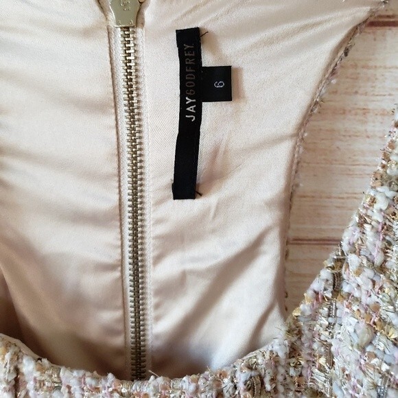 Jay Godfrey Diaz Fit & Flare Tweed Metallic Sequin Scoop Neck Dress - Picture 8 of 12